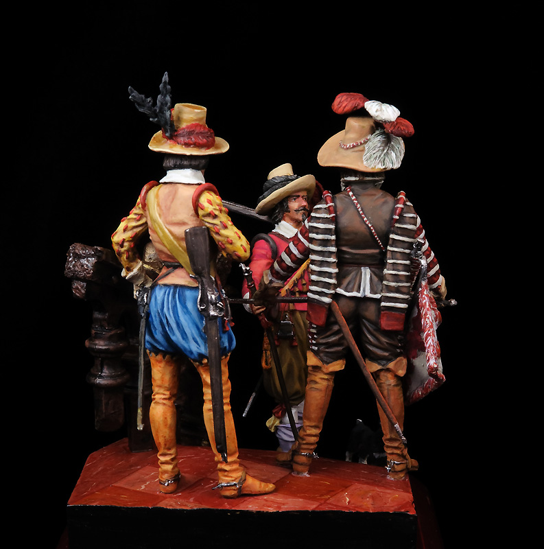 1637 Arcabucero, Trompeta de caballería y mosquetero españoles